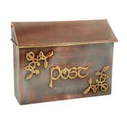 "Drustan" Antique Copper And Brass Celtic Design Post Box -House Sign Discount Store 18 110313 1 1