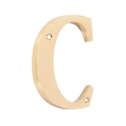 "Rivenelle Alphabets" 4 Inch Polished Brass Letters, Available In A-C -House Sign Discount Store 4 inch brass letters screw fix letter c 1
