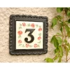 "Ring Of Roses" Small Iron & Tile House Number Sign -House Sign Discount Store Blackironceramichousenumberplaque1 1