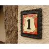 "Scarlett Blooms" Small Iron & Tile House Number Sign -House Sign Discount Store Blackironceramichousenumberplaque2 1