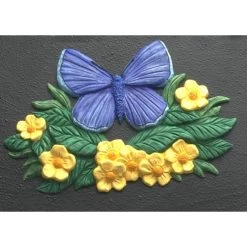 “Icarus Blue” English Butterfly House Name Sign -House Sign Discount Store Blue butterfly house name sign cast iron effect close 1