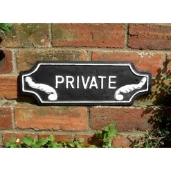 Lozenge Shaped Private Sign In Cast Iron