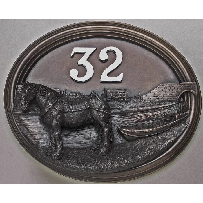 House Sign - Bronze Finish - Canal Boat 3 House Sign - Bronze Finish - Canal Boat