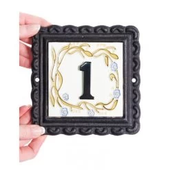 "Cornflower Vines" Small House Number Sign -House Sign Discount Store Cornflower vine ceramic iron sign 1