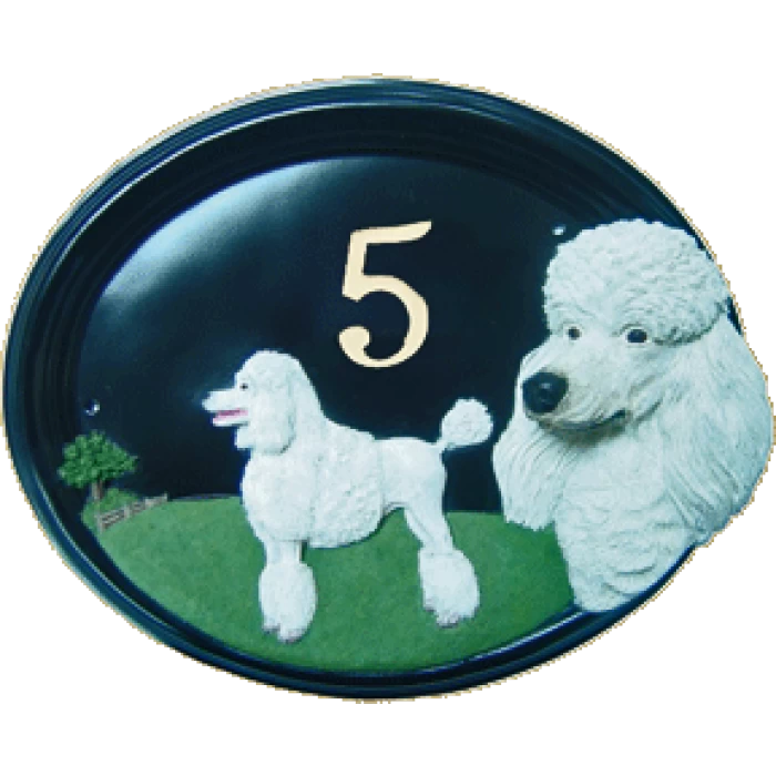 House Number - Hand Painted - Poodle - House Sign 3 House Number - Hand Painted - Poodle - House Sign