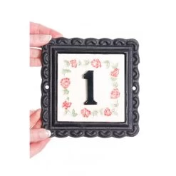 "Ring Of Roses" Small Iron & Tile House Number Sign -House Sign Discount Store Rose ceramic iron sign 1
