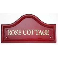 House Name - Red Traditional Signs (16" Wide) -House Sign Discount Store Rose cottage red house name sign alone 1