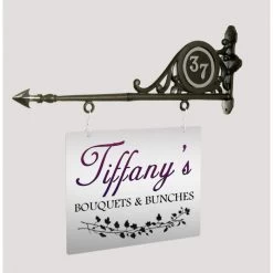 "Marton Hall" Hanging Shop Sign With Chrome Door Number