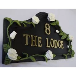 Hand Painted White Rose House Name Sign -House Sign Discount Store SP252 white rose sign 2