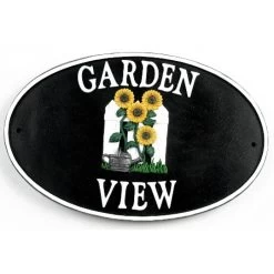 "Garden Sunflowers" Cast Iron Effect House Name Sign