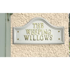 White Traditional House Name Signs -House Sign Discount Store Weeping willow white house name plaque support 1