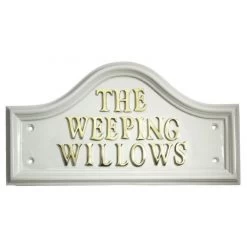 White Traditional House Name Signs -House Sign Discount Store Weeping willows White house name sign plaque alone 1