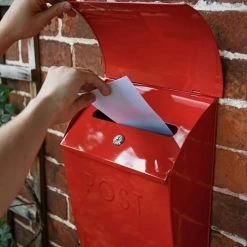 "Apple Orchard” Red Berkley Hill Post Box With Lock -House Sign Discount Store apple orchard red berkley hill post box with lock 4