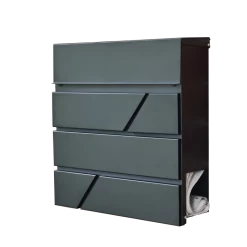 "Arlington" Black Modern Wall Mounted Post Box & Newspaper Holder