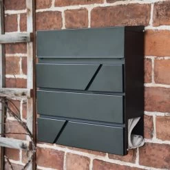 "Arlington" Black Modern Wall Mounted Post Box & Newspaper Holder -House Sign Discount Store arlington black modern wall mounted post box 10