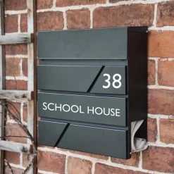 "Arlington" Black Modern Wall Mounted Post Box & Newspaper Holder -House Sign Discount Store arlington black modern wall mounted post box 7