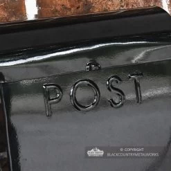 “Cityscape” Black Contemporary Post Box -House Sign Discount Store bcmw lb1153 blk embossed word post on front of modern letter box