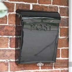 “Cityscape” Black Contemporary Post Box -House Sign Discount Store bcmw lb1153 blk minimilistic black finish entrance postal box