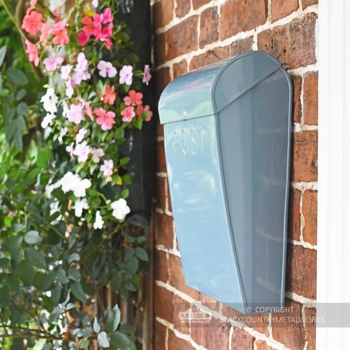 “April Showers” Slate Blue Contemporary Post Box 4 “April Showers” Slate Blue Contemporary Post Box - Image 2