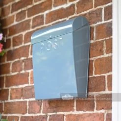 “April Showers” Slate Blue Contemporary Post Box 25 “April Showers” Slate Blue Contemporary Post Box -House Sign Discount Store bcmw lb1153 gry simplistic post box