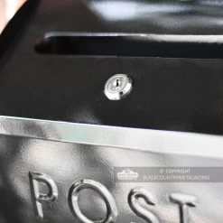 "Cityscape" Black Contemporary Post Box With Lock -House Sign Discount Store bcmw lb1153 lock blk hidden lock and letter slot under lid on post box