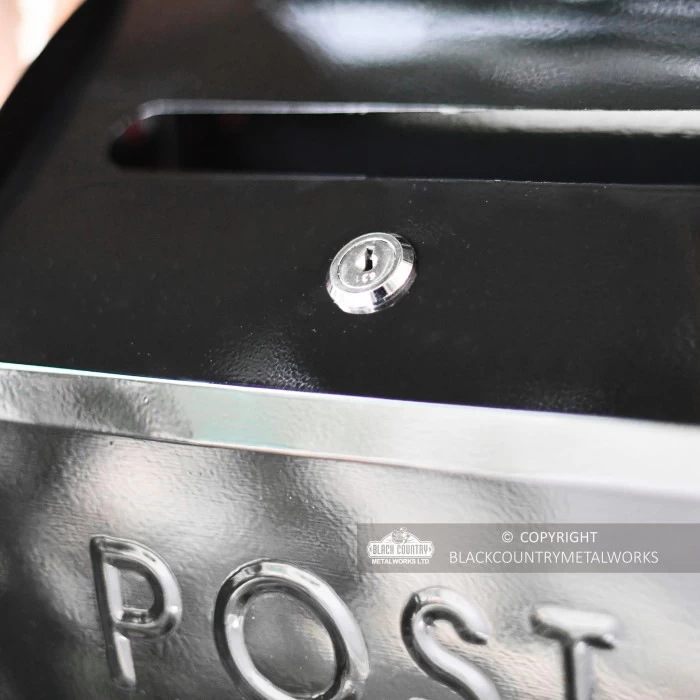 "Cityscape" Black Contemporary Post Box With Lock - Image 5