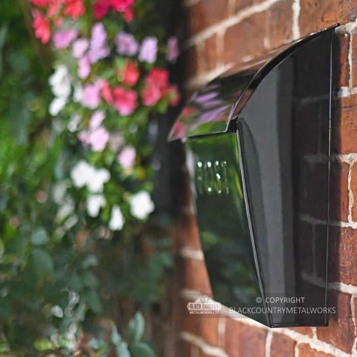 "Cityscape" Black Contemporary Post Box With Lock - Image 6