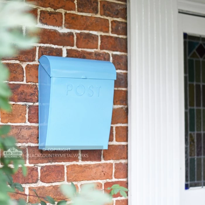 “Spring Skies” Light Blue Contemporary Post Box - Image 2