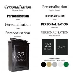 "Charlton Grange" Black Simplistic Wall Mounted Post Box -House Sign Discount Store bcmw product fonts lb1009 pln blk