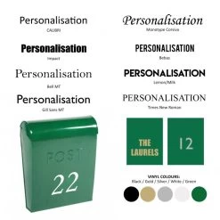 “Vineyard Valleys” Green Contemporary Post Box 10 “Vineyard Valleys” Green Contemporary Post Box -House Sign Discount Store bcmw product fonts lb1153 g