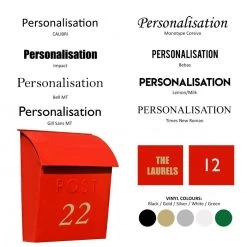 Bright Red Contemporary Post Box With Lock -House Sign Discount Store bcmw product fonts lb1153 lock r