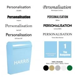 “Spring Skies” Light Blue Contemporary Post Box -House Sign Discount Store bcmw product fonts lb1153 pb 1