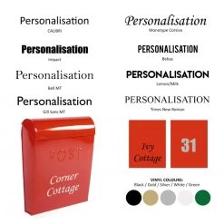 “Mediterranean Sunset” Red Contemporary Post Box -House Sign Discount Store bcmw product fonts lb1153 r