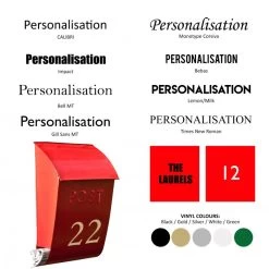 “Apple Orchard” Red Berkley Hill Post Box -House Sign Discount Store bcmw product fonts lb1155 r