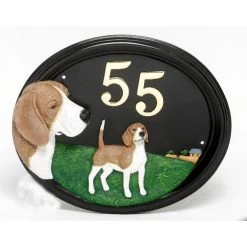 House Sign - Hand Painted - Beagle -House Sign Discount Store beagle house number hand painted cold cast from resin