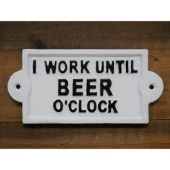 "Beer O'Clock" Iron Sign In White