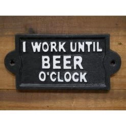 "Beer O'Clock" Iron Sign In Black