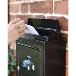 Black & Blue "Oxford" Tractor Wall Mounted Post Box -House Sign Discount Store black blue oxford tractor wall mounted post box 4