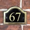 Black & Brass Arched Number Sign - Vinyl Numbers -House Sign Discount Store black brass arched number sign vinyl numbers 5