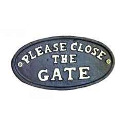 Black Iron 'Please Close The Gate' Sign
