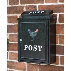 Black "Oxford" Rooster Wall Mounted Post Box With White Text -House Sign Discount Store black oxford rooster wall mounted post box with white text 4