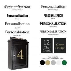 Black "Oxford" Wall Mounted Post Box With Gold Detail -House Sign Discount Store black oxford wall mounted post box with gold detail personalisation
