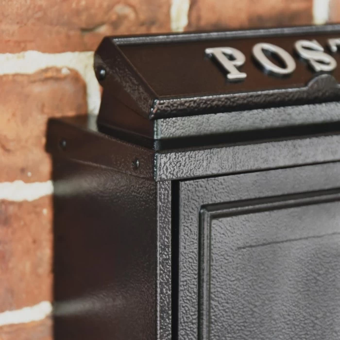 Black "Oxford" Wall Mounted Post Box With Silver Text - Image 5