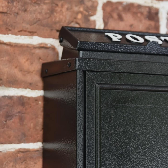 Black "Oxford" Wall Mounted Post Box With White Text - Image 8