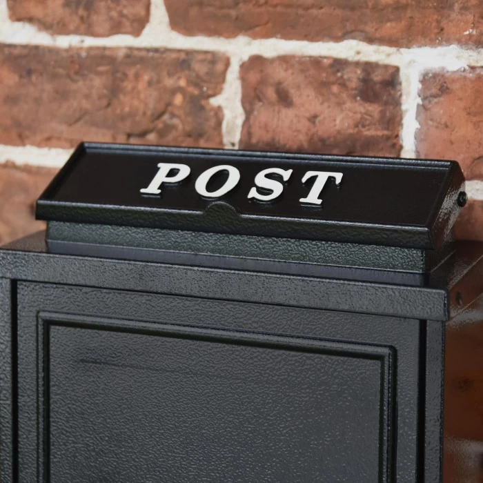 Black "Oxford" Wall Mounted Post Box With White Text - Image 2