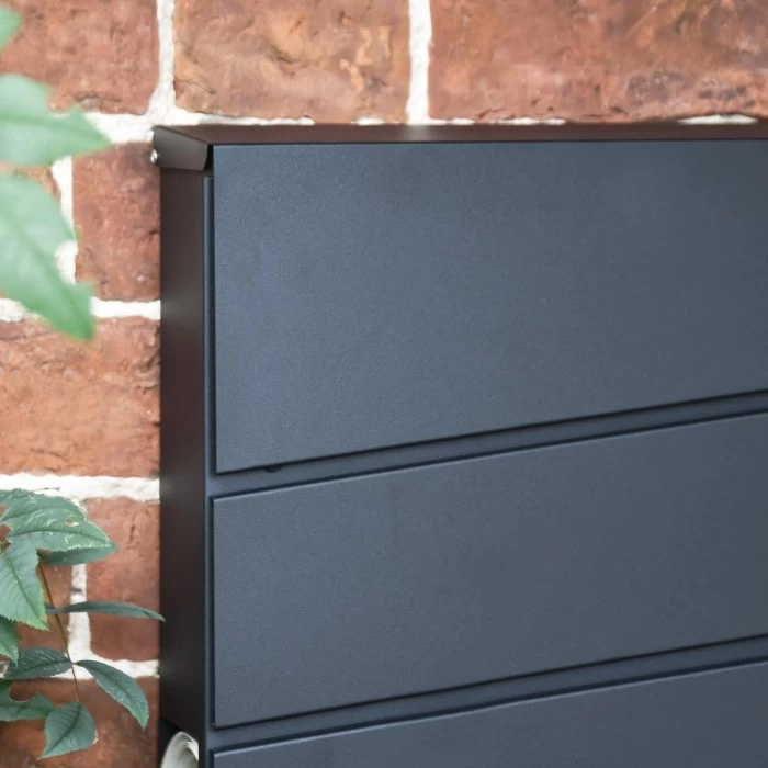 Black "Park View" Wall Mounted Post Box & Newspaper Holder - Image 5