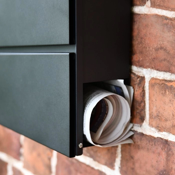 Black "Park View" Wall Mounted Post Box & Newspaper Holder - Image 4