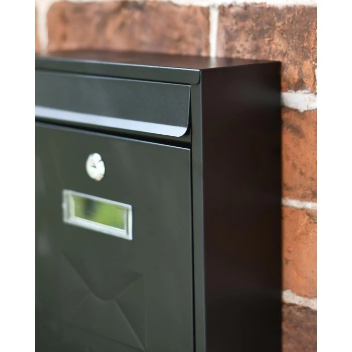 Black Rectangular Steel "POST" Wall Mounted Post Box With Lock - Image 4
