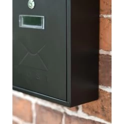 Black Rectangular Steel "POST" Wall Mounted Post Box With Lock -House Sign Discount Store black rectangular steel post wall mounted post box with lock 8