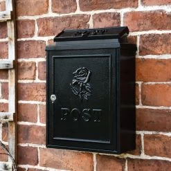 Black "Oxford Rose" Wall Mounted Post Box